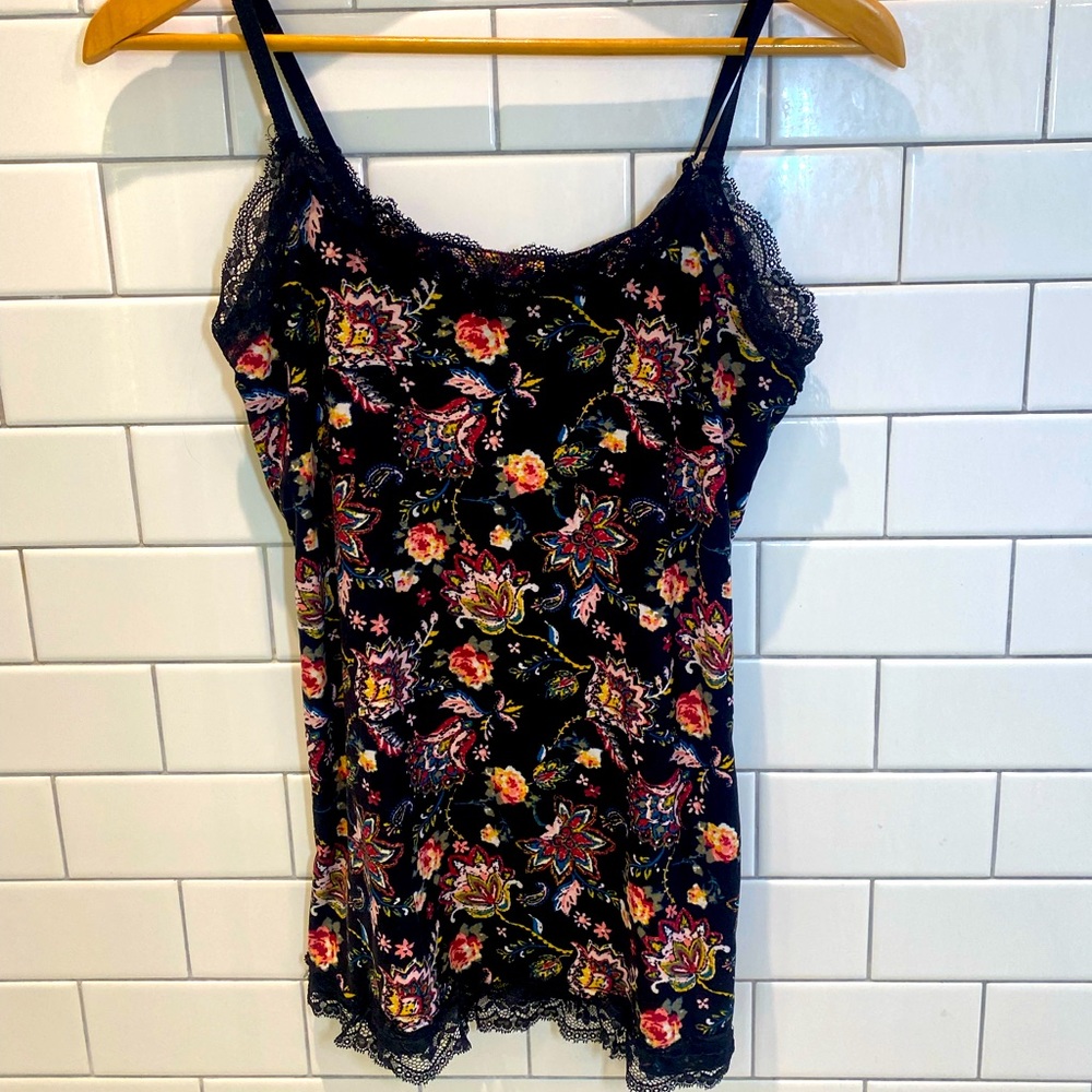 Floral Print with Lace Trim Tank